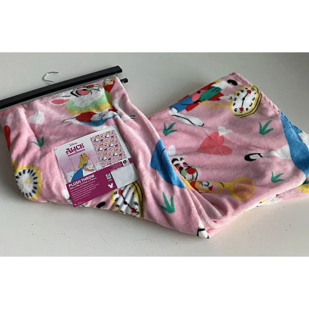 Disney Alice In Wonderland Throw Blanket Valentines Day 50 X 70”‎ White Rabbit